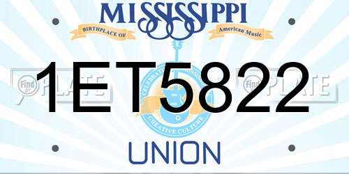 1ET5822 Mississippi License Plate