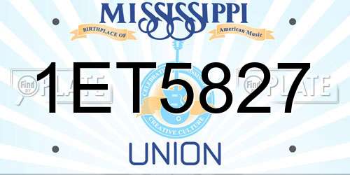 1ET5827 Mississippi License Plate