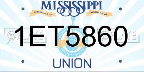 1ET5860 Mississippi License Plate