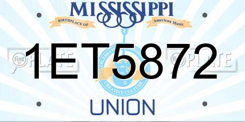 1ET5872 Mississippi License Plate