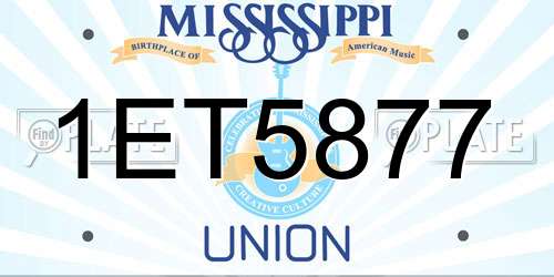 1ET5877 Mississippi License Plate