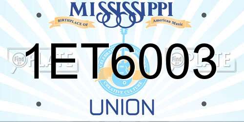 1ET6003 Mississippi License Plate
