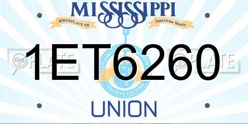 1ET6260 Mississippi License Plate