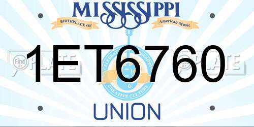 1ET6760 Mississippi License Plate