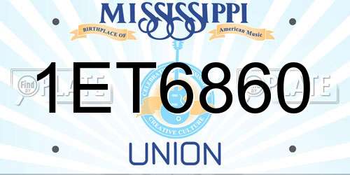 1ET6860 Mississippi License Plate