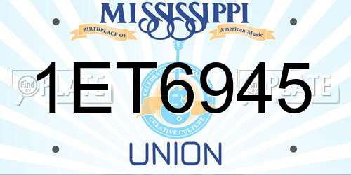 1ET6945 Mississippi License Plate