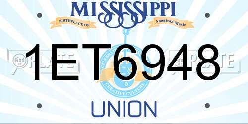 1ET6948 Mississippi License Plate