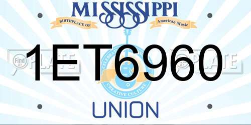 1ET6960 Mississippi License Plate
