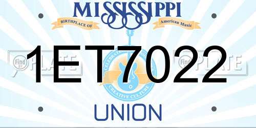 1ET7022 Mississippi License Plate