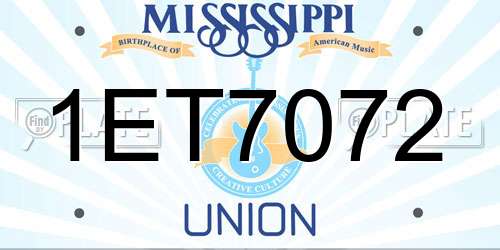 1ET7072 Mississippi License Plate