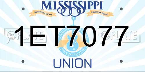 1ET7077 Mississippi License Plate