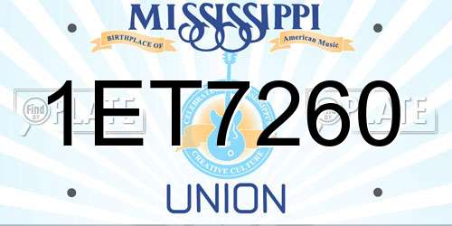 1ET7260 Mississippi License Plate