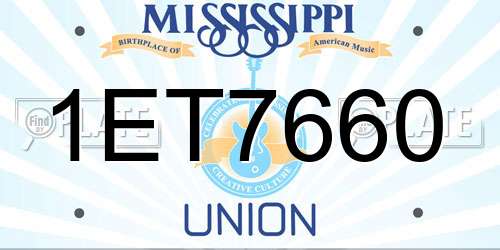 1ET7660 Mississippi License Plate