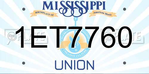 1ET7760 Mississippi License Plate