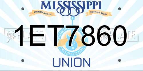1ET7860 Mississippi License Plate