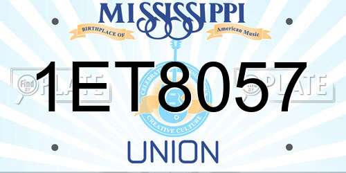 1ET8057 Mississippi License Plate
