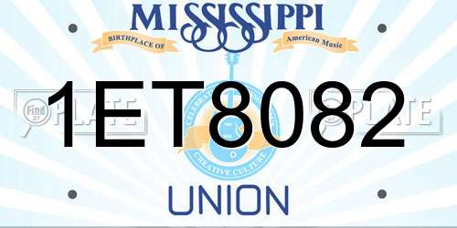 1ET8082 Mississippi License Plate