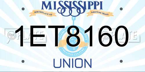 1ET8160 Mississippi License Plate