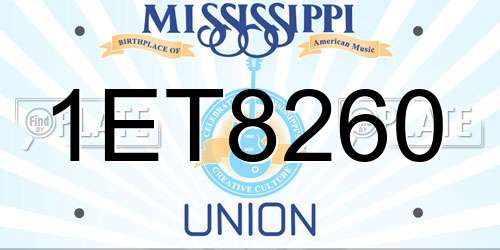 1ET8260 Mississippi License Plate