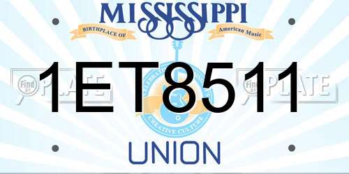 1ET8511 Mississippi License Plate