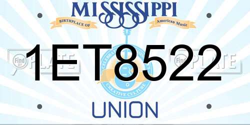 1ET8522 Mississippi License Plate