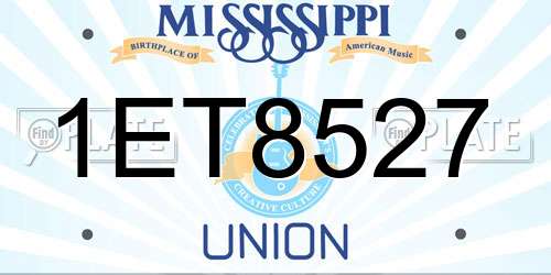 1ET8527 Mississippi License Plate