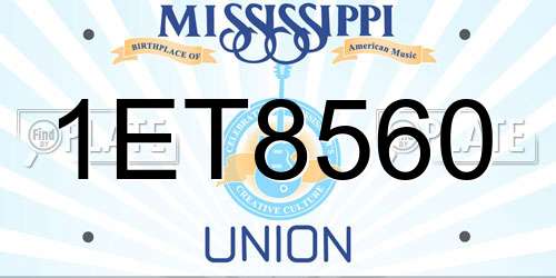 1ET8560 Mississippi License Plate