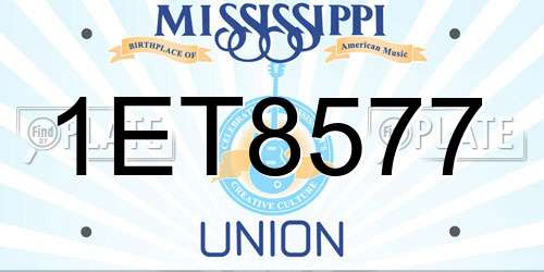 1ET8577 Mississippi License Plate
