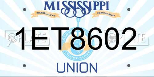 1ET8602 Mississippi License Plate