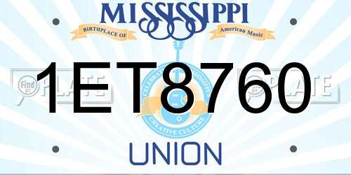 1ET8760 Mississippi License Plate