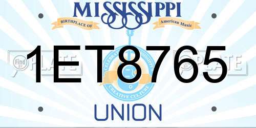 1ET8765 Mississippi License Plate