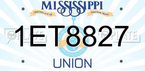 1ET8827 Mississippi License Plate