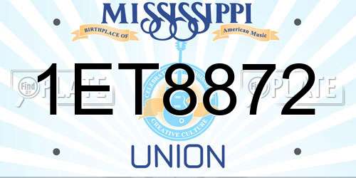 1ET8872 Mississippi License Plate