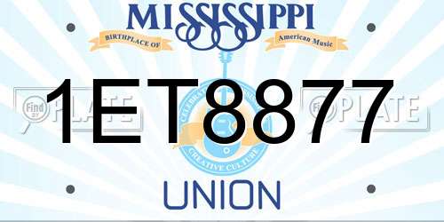 1ET8877 Mississippi License Plate
