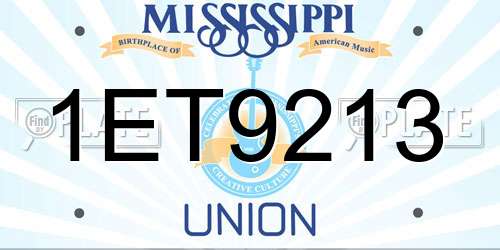 1ET9213 Mississippi License Plate