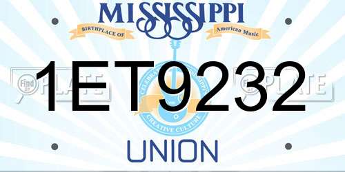 1ET9232 Mississippi License Plate