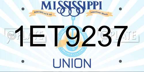 1ET9237 Mississippi License Plate