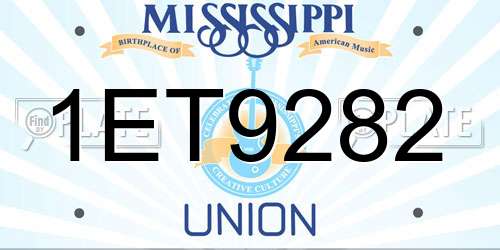 1ET9282 Mississippi License Plate