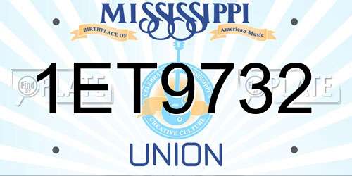 1ET9732 Mississippi License Plate