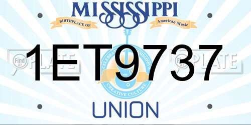 1ET9737 Mississippi License Plate