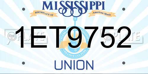 1ET9752 Mississippi License Plate