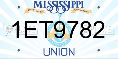 1ET9782 Mississippi License Plate