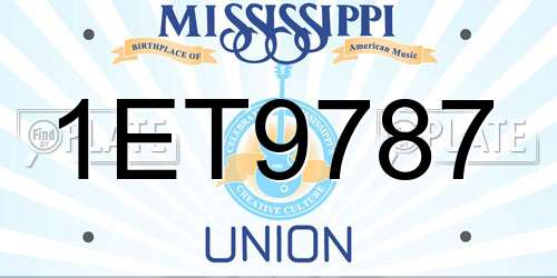 1ET9787 Mississippi License Plate