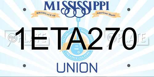 1ETA270 Mississippi License Plate