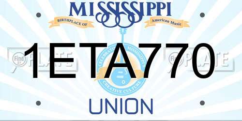 1ETA770 Mississippi License Plate