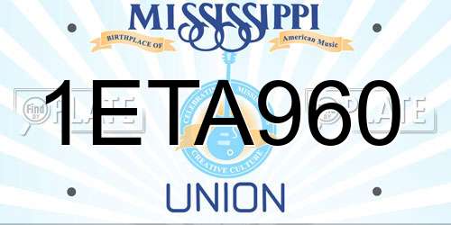 1ETA960 Mississippi License Plate