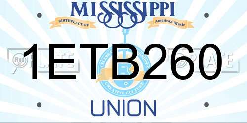 1ETB260 Mississippi License Plate