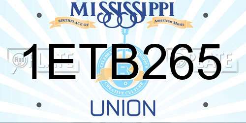 1ETB265 Mississippi License Plate