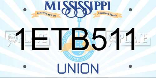 1ETB511 Mississippi License Plate