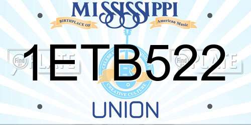 1ETB522 Mississippi License Plate